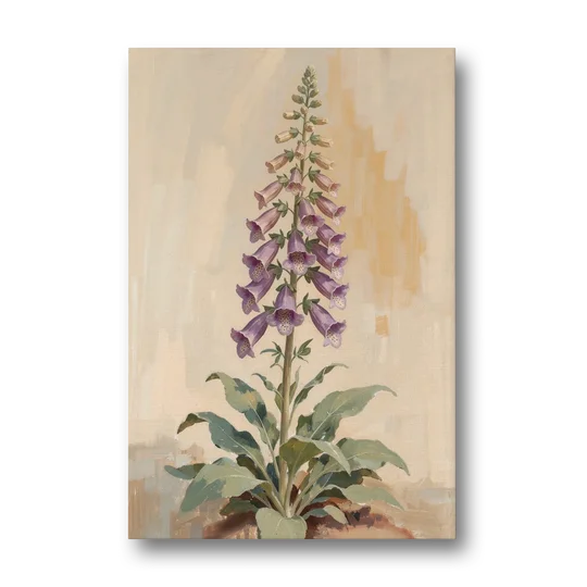 Foxglove Painting with Speckled Bell Spire - Canvas Wall Art - Front