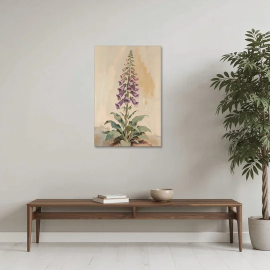 Foxglove Painting with Speckled Bell Spire - Canvas Wall Art - Coffee Table - 24x36