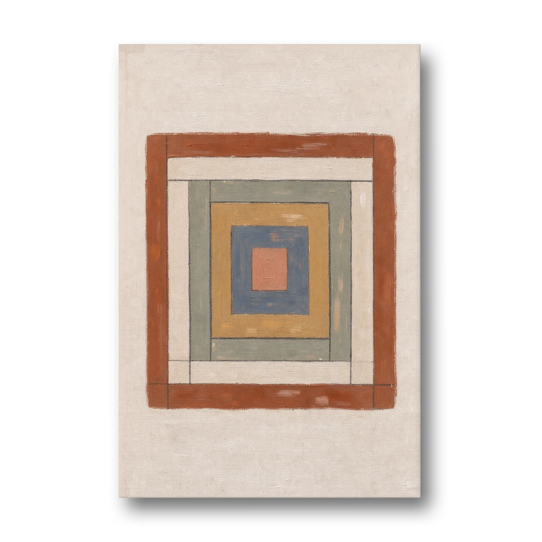 Framed Boho Wall Art with Nested Quilt Squares - Canvas Wall Art - Front