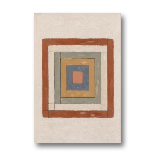 Framed Boho Wall Art with Nested Quilt Squares - Canvas Wall Art - Front