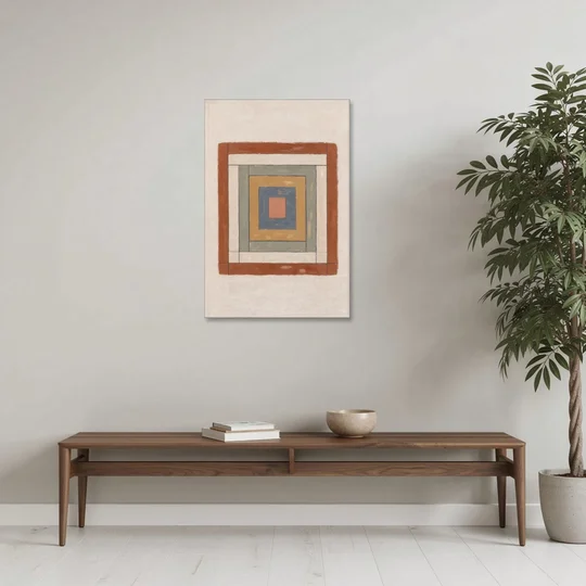 Framed Boho Wall Art with Nested Quilt Squares - Canvas Wall Art - Coffee Table - 24x36