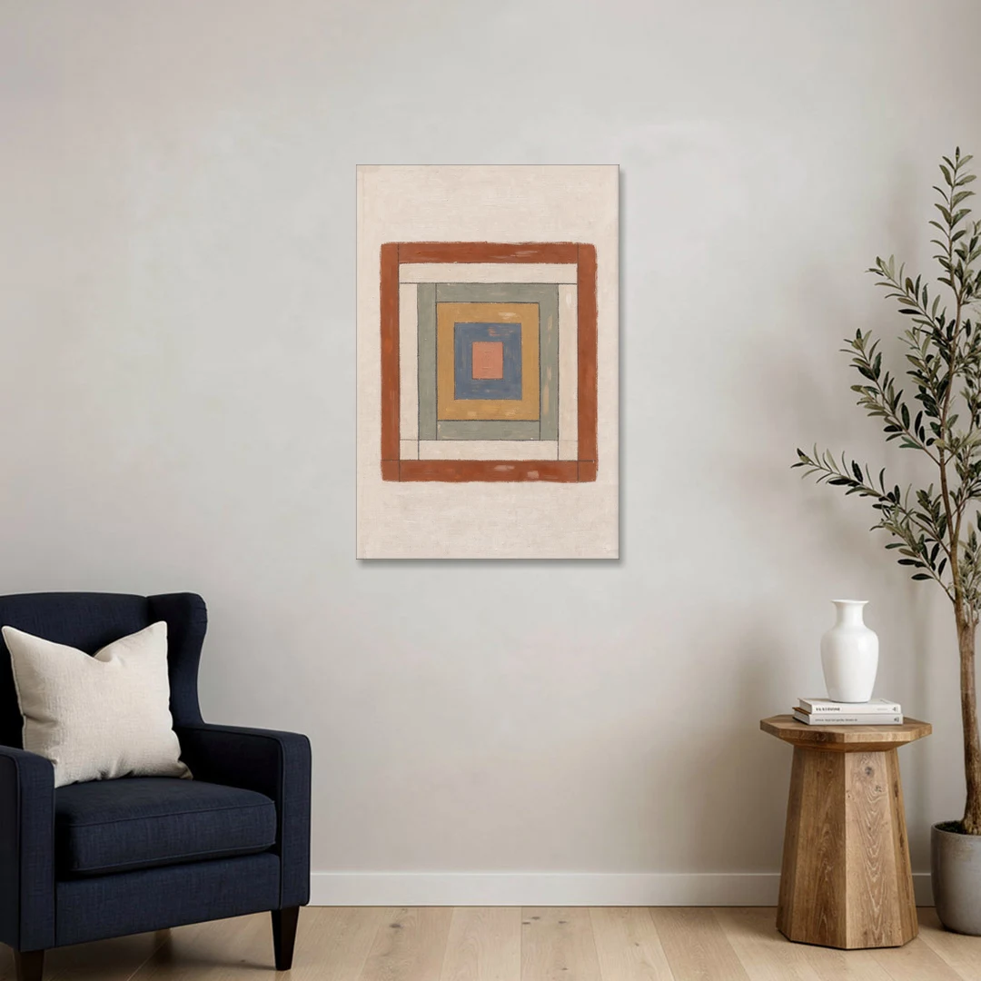 Framed Boho Wall Art with Nested Quilt Squares - Canvas Wall Art - Sofa - 24x36