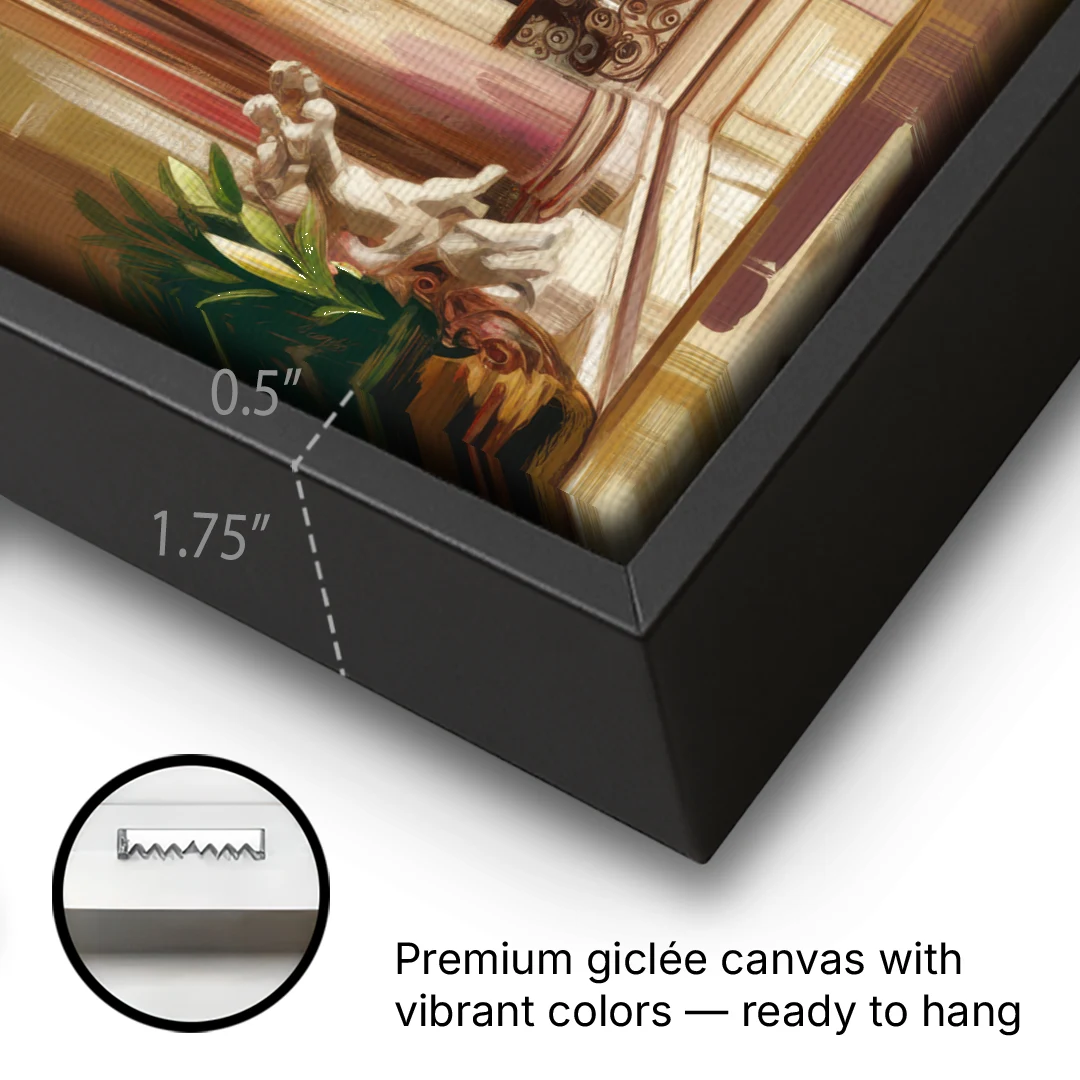 Franklin Architectural Beauty - Black Framed Canvas Wall Art - Gallery Wrap Corner