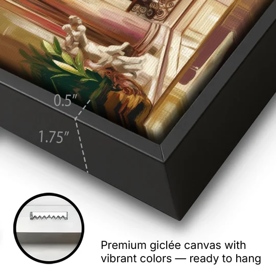 Franklin Architectural Beauty - Black Framed Canvas Wall Art - Gallery Wrap Corner