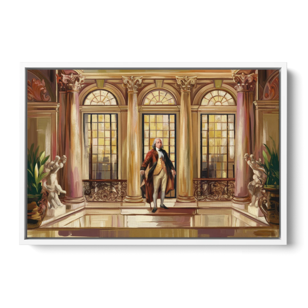 Franklin Architectural Beauty - White Framed Canvas Wall Art - Front