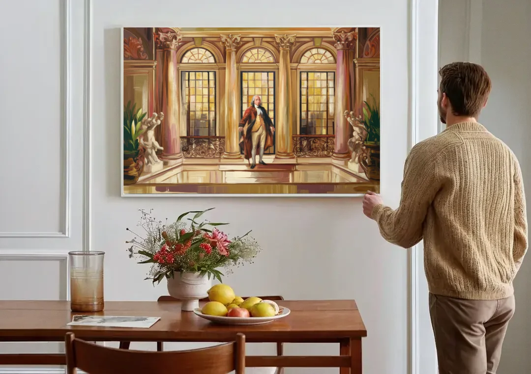 Franklin Architectural Beauty canvas wall art above a dining table