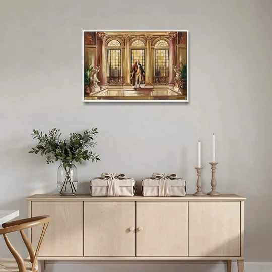 Franklin Architectural Beauty - White Framed Canvas Wall Art - Coffee Table - 36x24