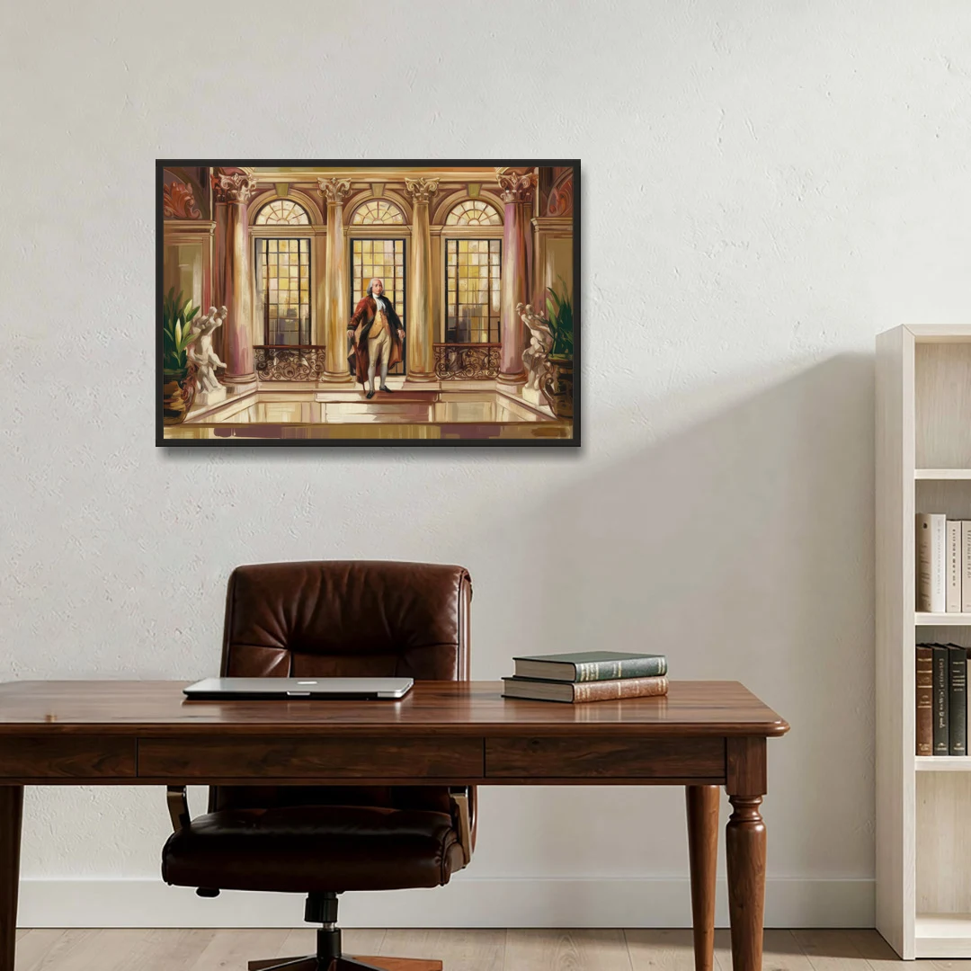 Franklin Architectural Beauty - Black Framed Canvas Wall Art - Office - 36x24