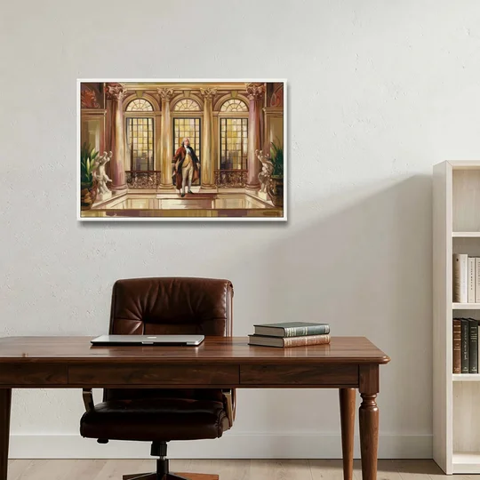 Franklin Architectural Beauty - White Framed Canvas Wall Art - Office - 36x24