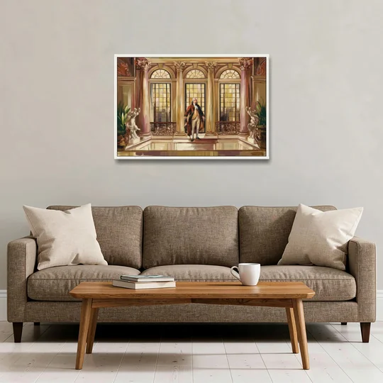 Franklin Architectural Beauty - White Framed Canvas Wall Art - Sofa - 36x24