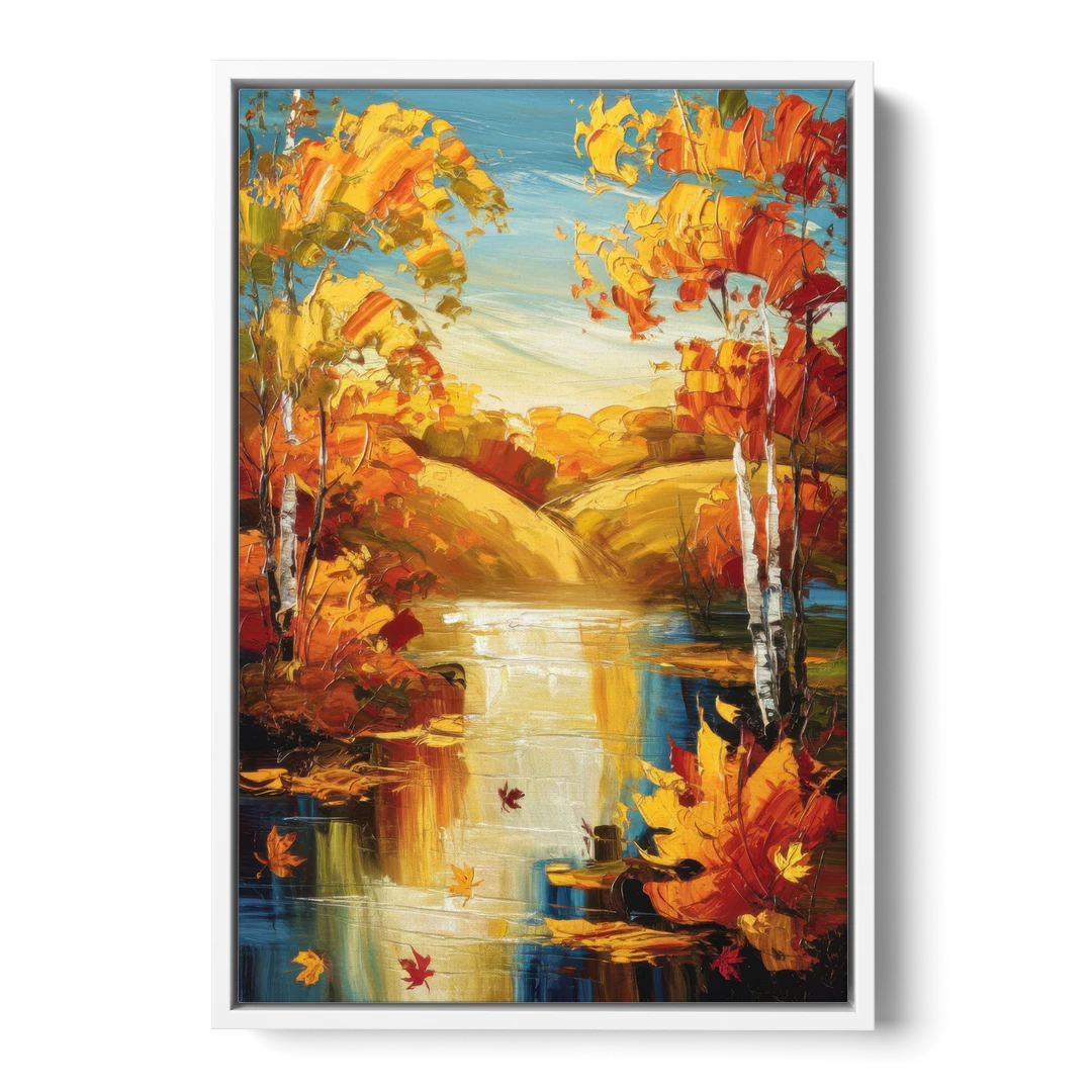 Franklin Autumn Vibes - White Framed Canvas Wall Art - Front