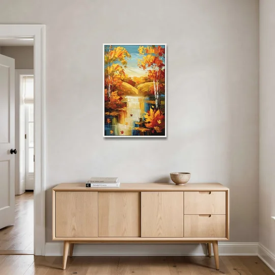 Franklin Autumn Vibes - White Framed Canvas Wall Art - Coffee Table - 24x36