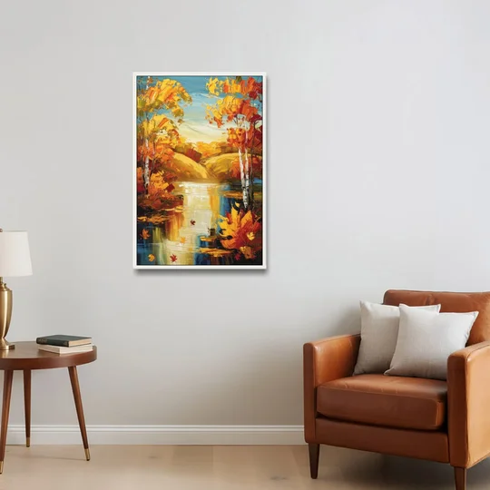 Franklin Autumn Vibes - White Framed Canvas Wall Art - Sofa - 24x36