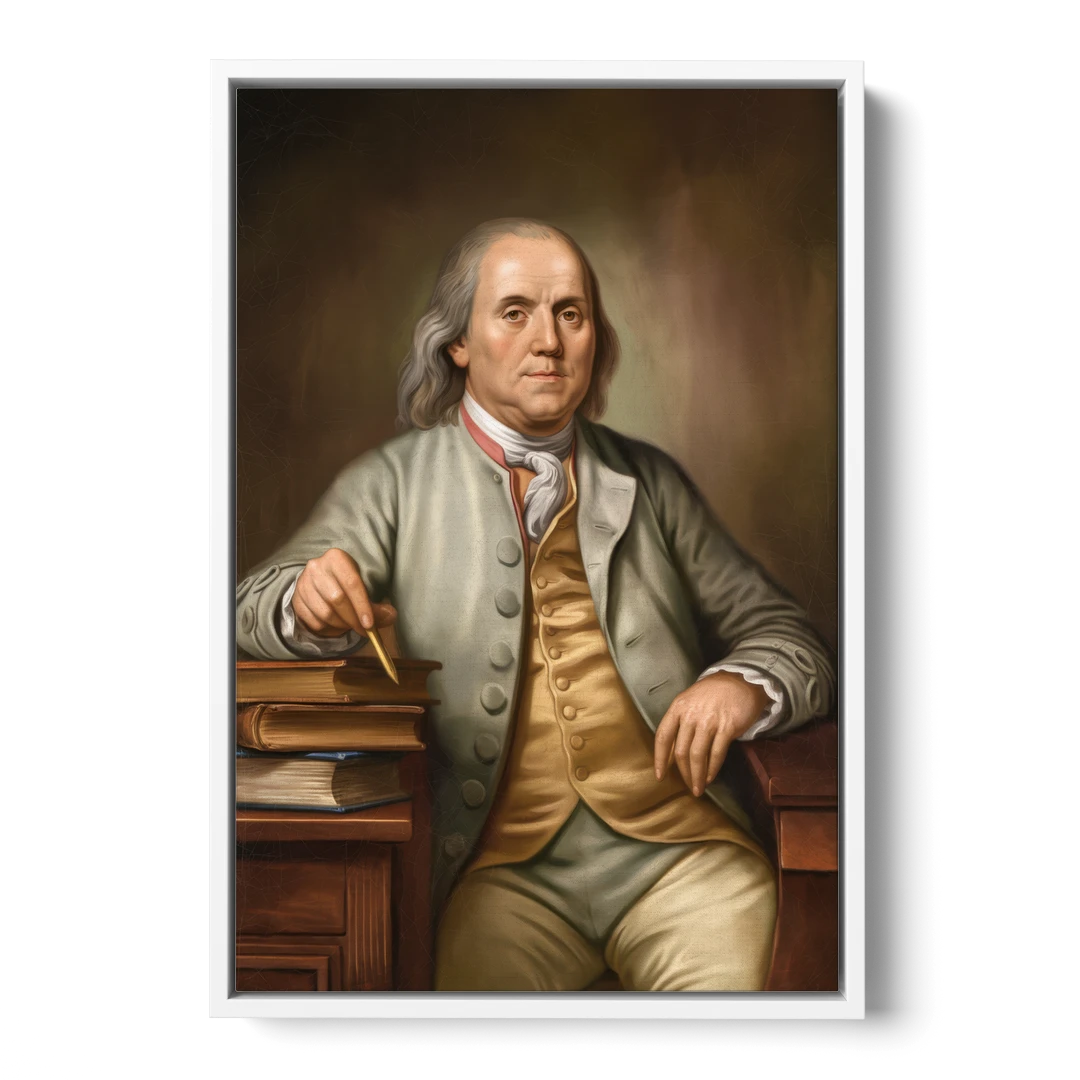 Franklin Cultural Heritage - White Framed Canvas Wall Art - Front