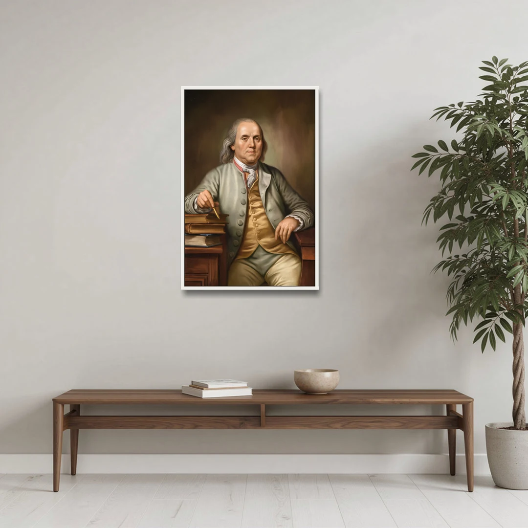 Franklin Cultural Heritage - White Framed Canvas Wall Art - Coffee Table - 24x36