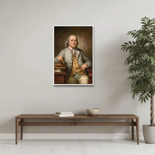 Franklin Cultural Heritage - White Framed Canvas Wall Art - Coffee Table - 24x36