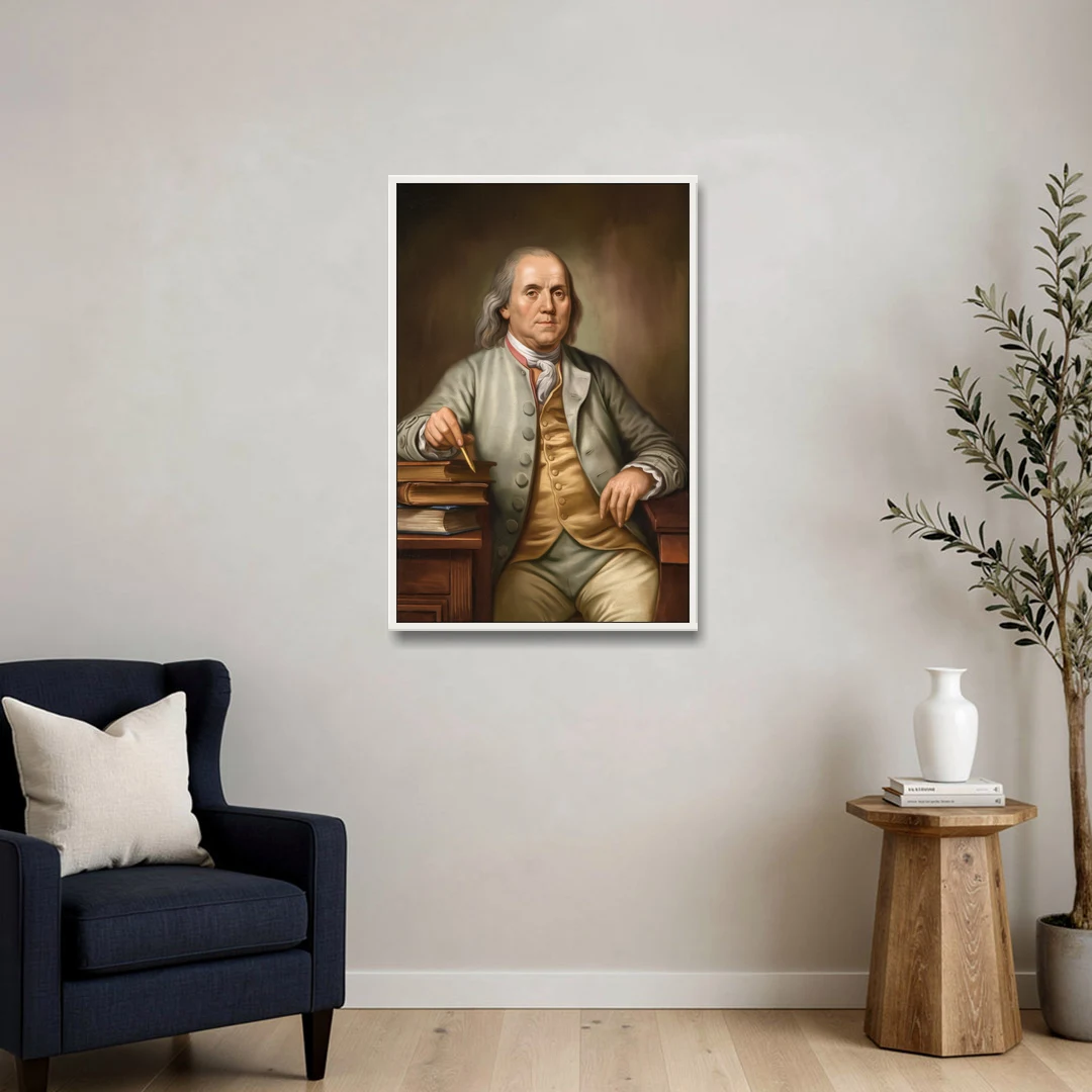 Franklin Cultural Heritage - White Framed Canvas Wall Art - Sofa - 24x36