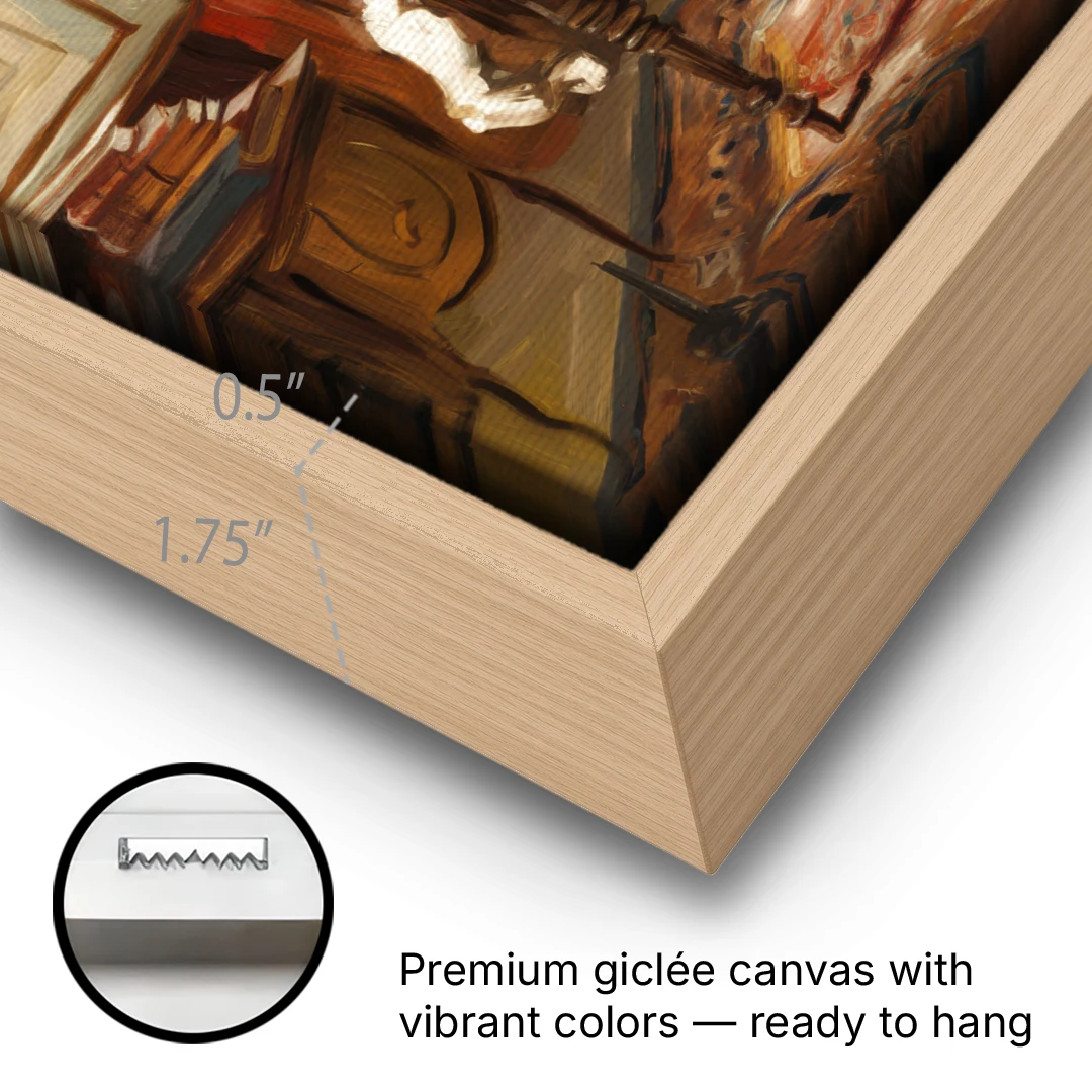 Franklin Historic Charm - Oak Framed Canvas Wall Art - Gallery Wrap Corner