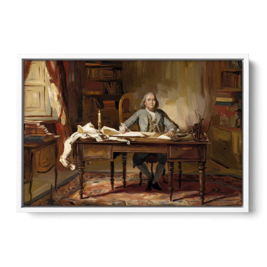 Franklin Historic Charm - White Framed Canvas Wall Art - Front