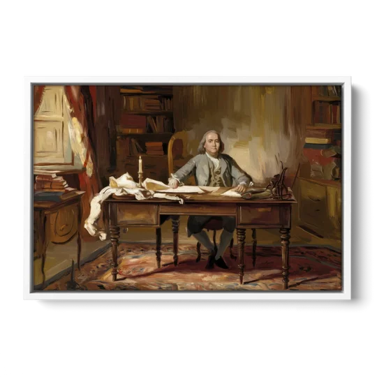 Franklin Historic Charm - White Framed Canvas Wall Art - Front