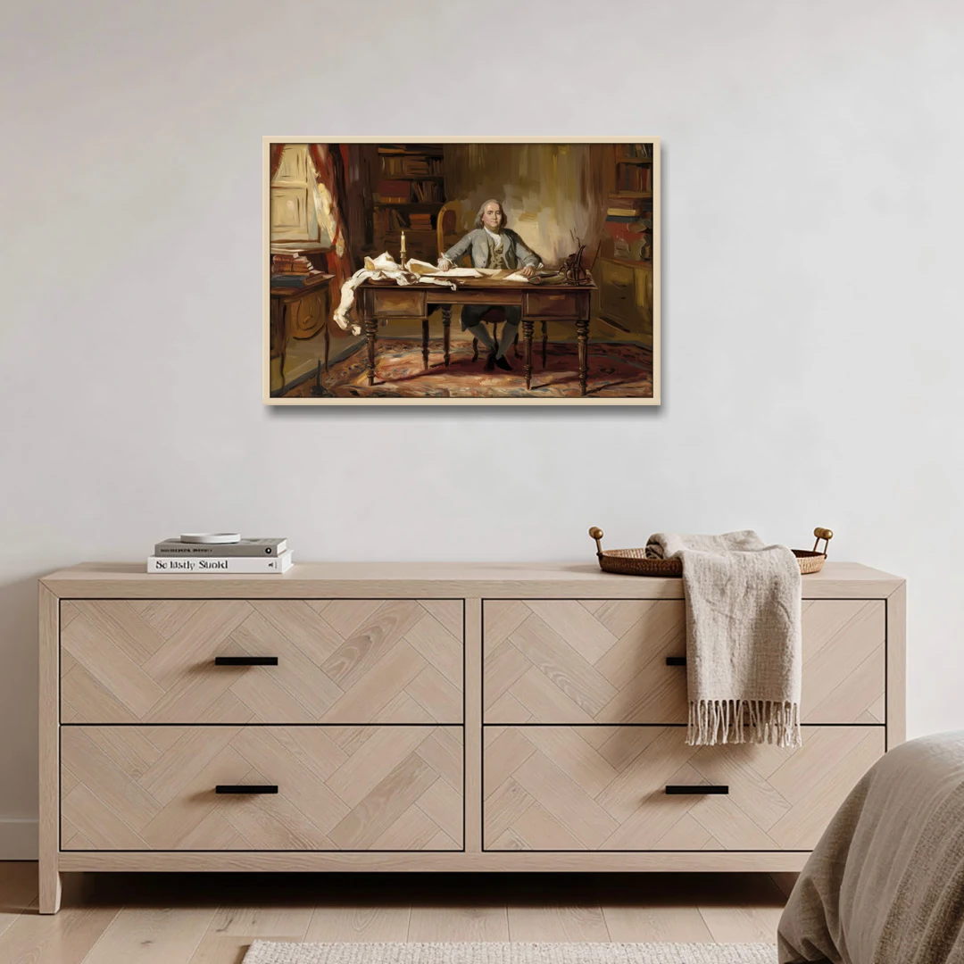 Franklin Historic Charm - Oak Framed Canvas Wall Art - Coffee Table - 36x24