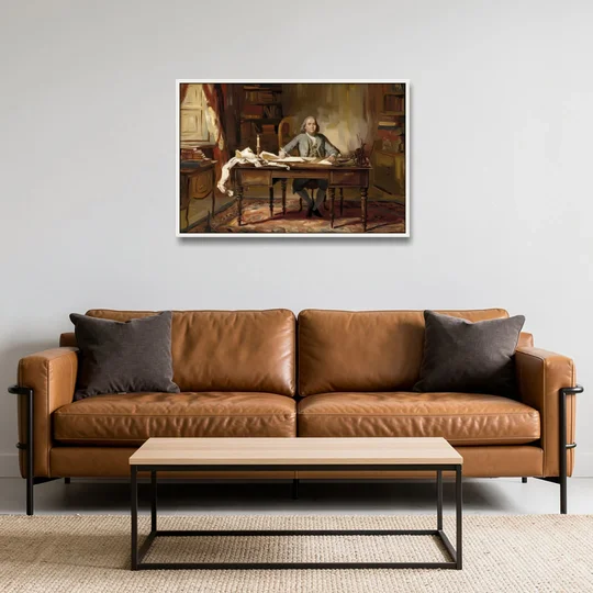 Franklin Historic Charm - White Framed Canvas Wall Art - Sofa - 36x24