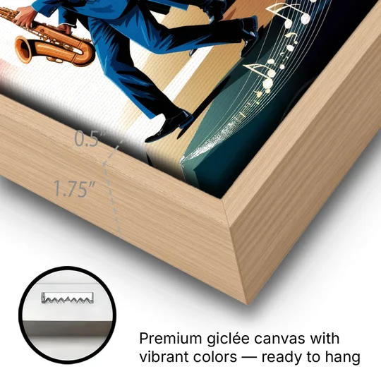 Franklin Music Legacy - Oak Framed Canvas Wall Art - Gallery Wrap Corner