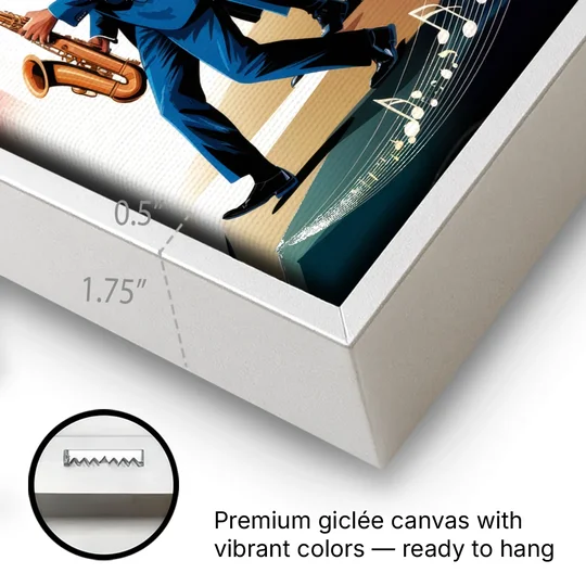 Franklin Music Legacy - White Framed Canvas Wall Art - Gallery Wrap Corner