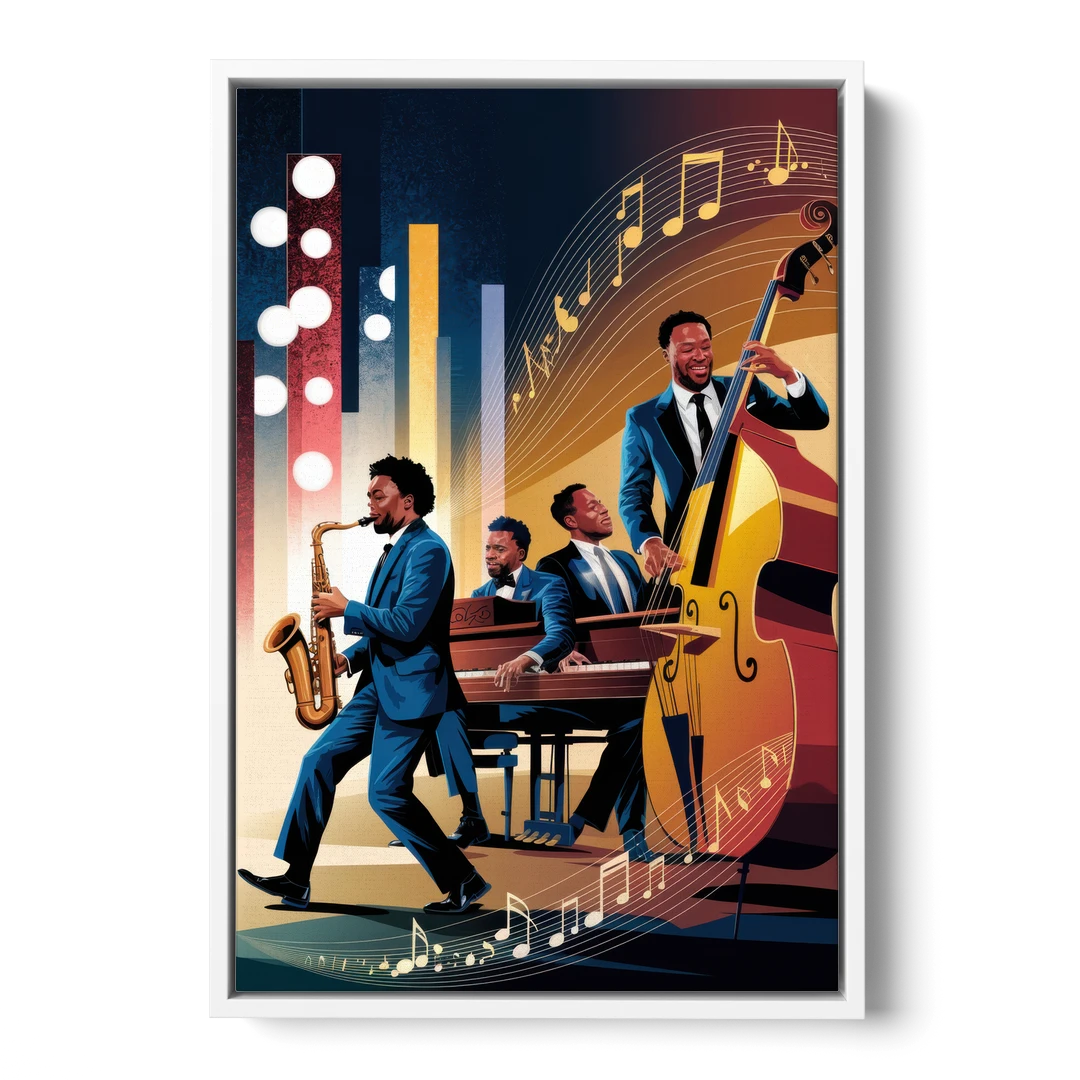 Franklin Music Legacy - White Framed Canvas Wall Art - Front