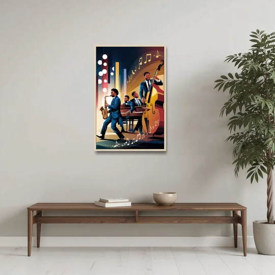 Franklin Music Legacy - Oak Framed Canvas Wall Art - Coffee Table - 24x36