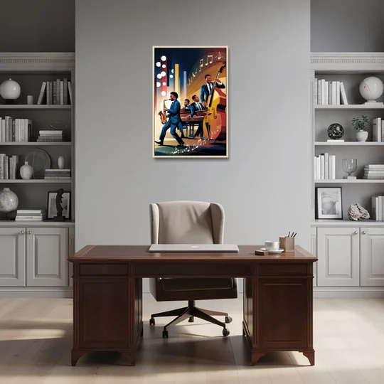 Franklin Music Legacy - Oak Framed Canvas Wall Art - Office - 24x36