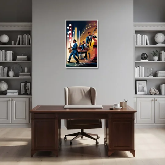 Franklin Music Legacy - White Framed Canvas Wall Art - Office - 24x36