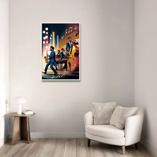 Franklin Music Legacy - White Framed Canvas Wall Art - Sofa - 24x36