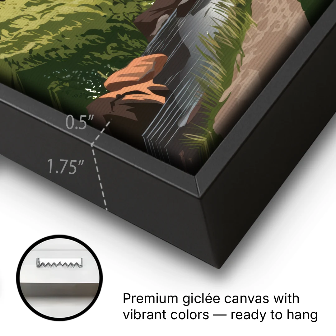 Franklin Nature Trails - Black Framed Canvas Wall Art - Gallery Wrap Corner