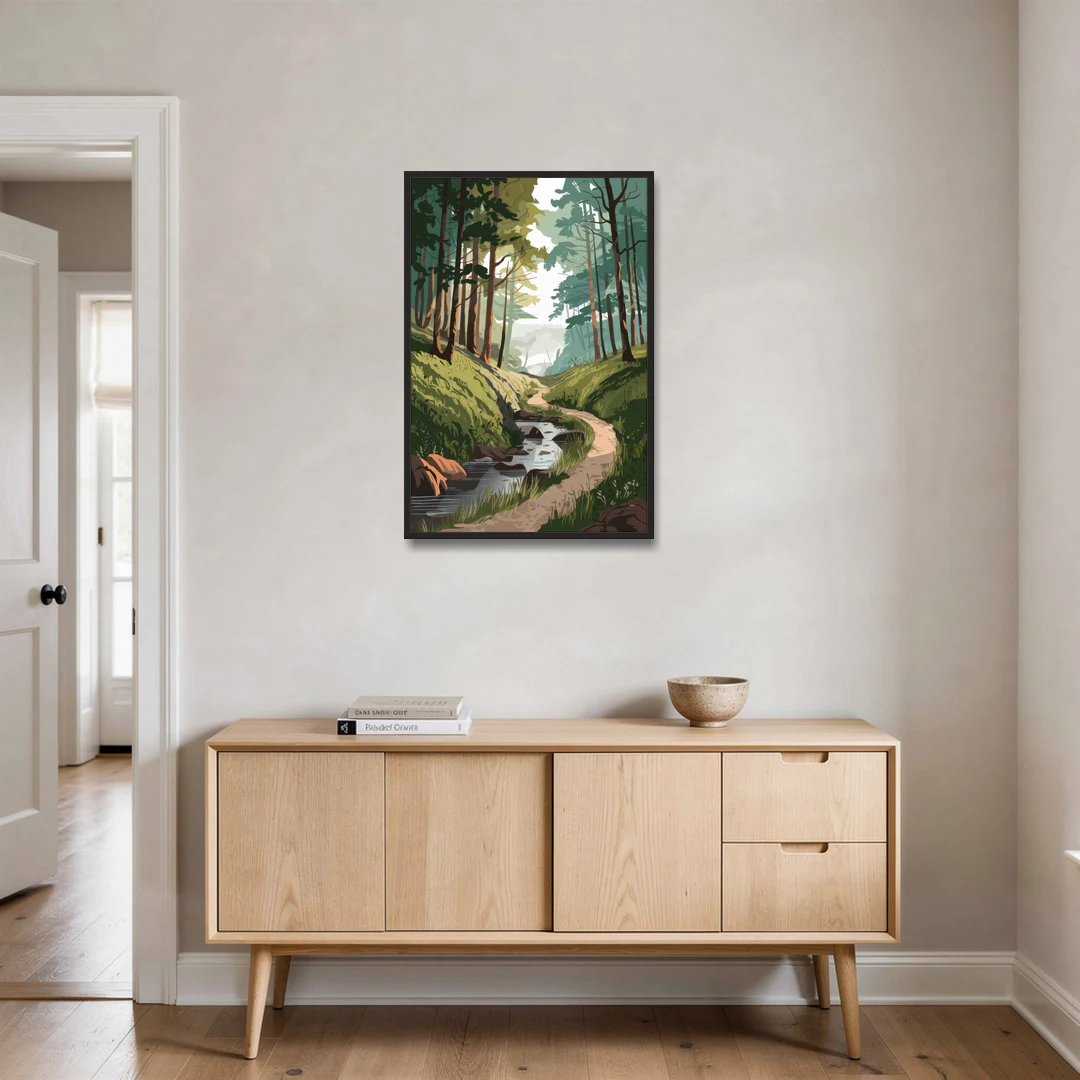 Franklin Nature Trails - Black Framed Canvas Wall Art - Coffee Table - 24x36