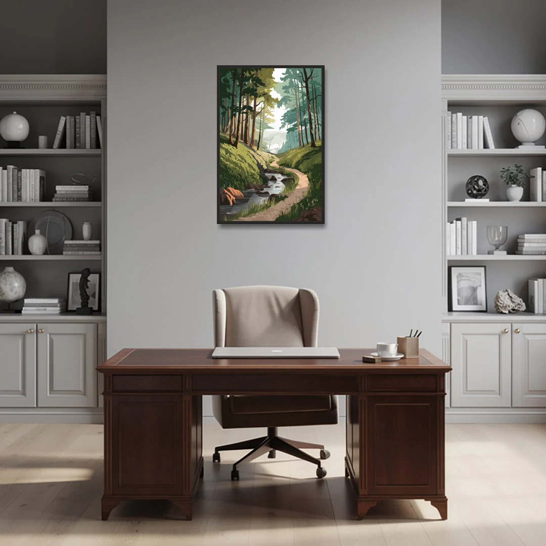 Franklin Nature Trails - Black Framed Canvas Wall Art - Office - 24x36
