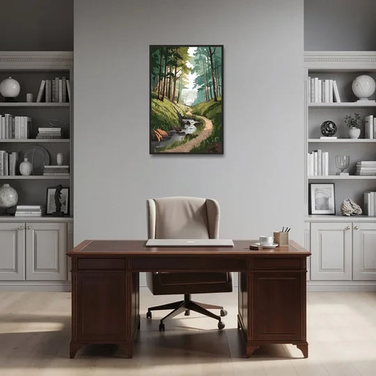 Franklin Nature Trails - Black Framed Canvas Wall Art - Office - 24x36