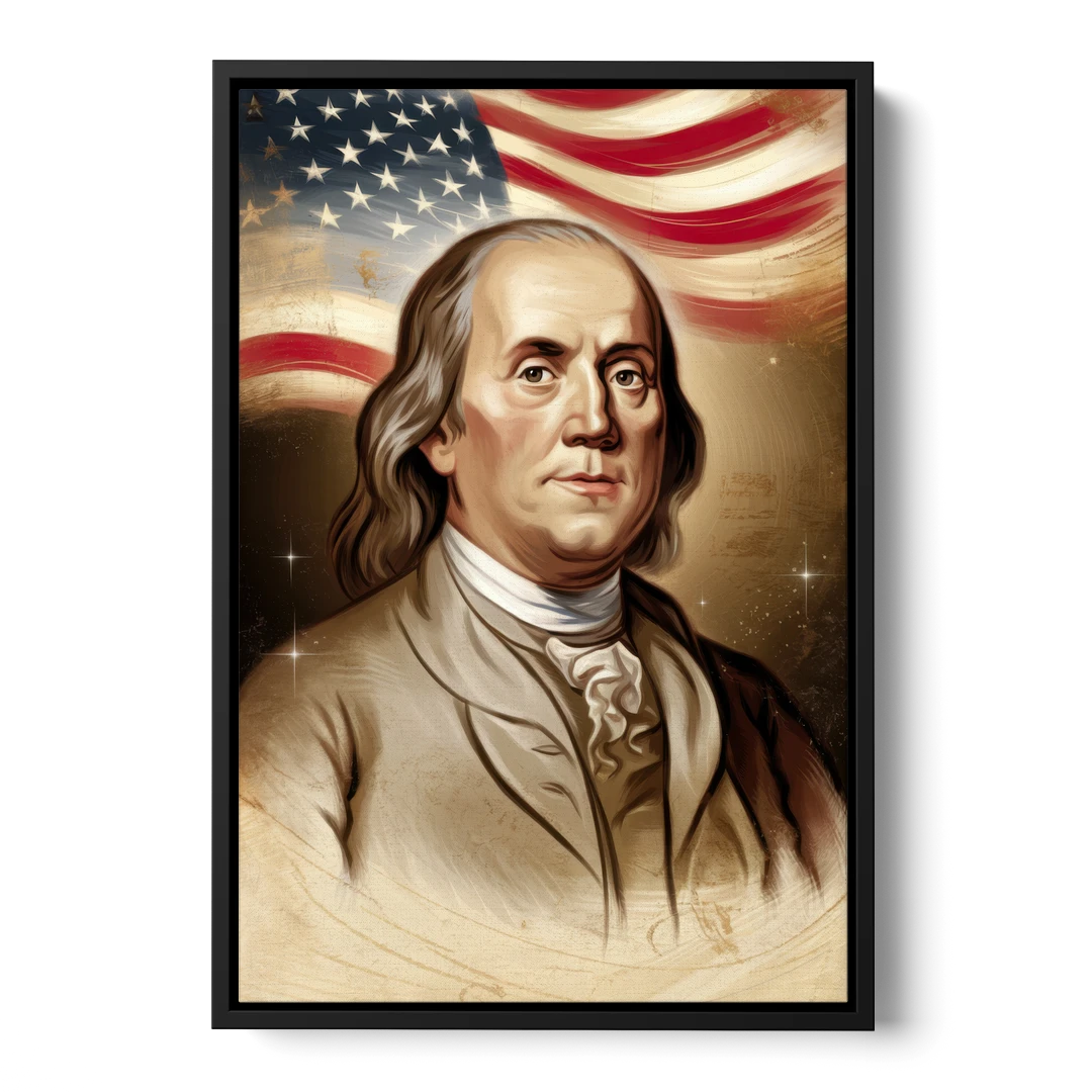 Franklin Patriotic Spirit - Black Framed Canvas Wall Art - Front