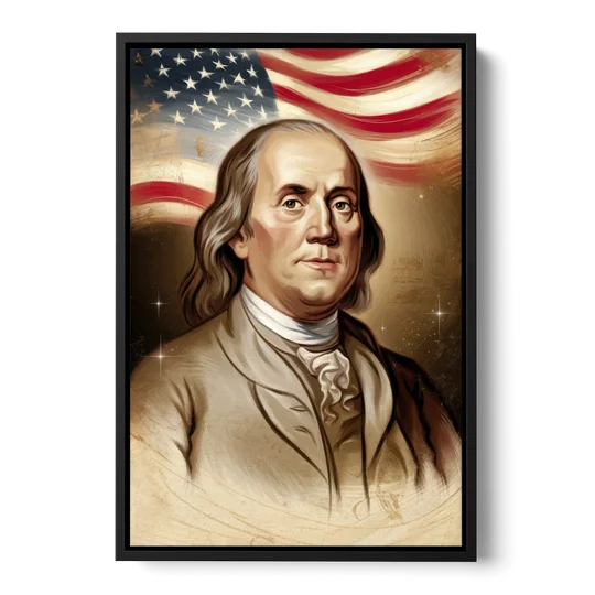 Franklin Patriotic Spirit - Black Framed Canvas Wall Art - Front