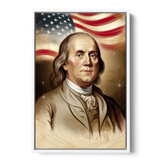 Franklin Patriotic Spirit - White Framed Canvas Wall Art - Front