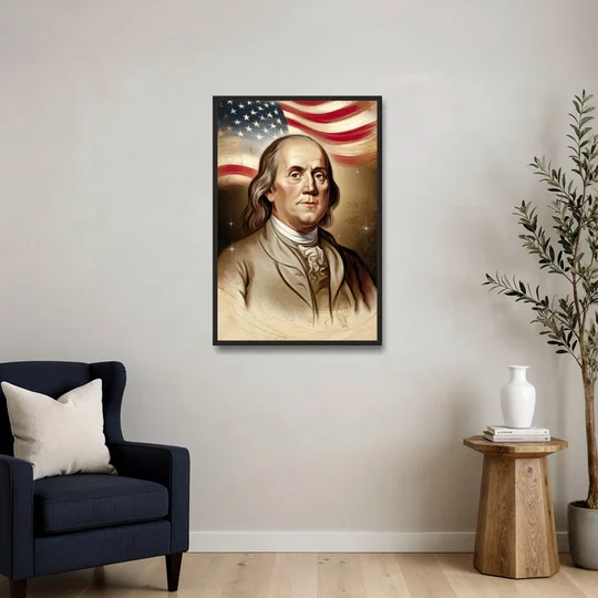 Franklin Patriotic Spirit - Black Framed Canvas Wall Art - Sofa - 24x36