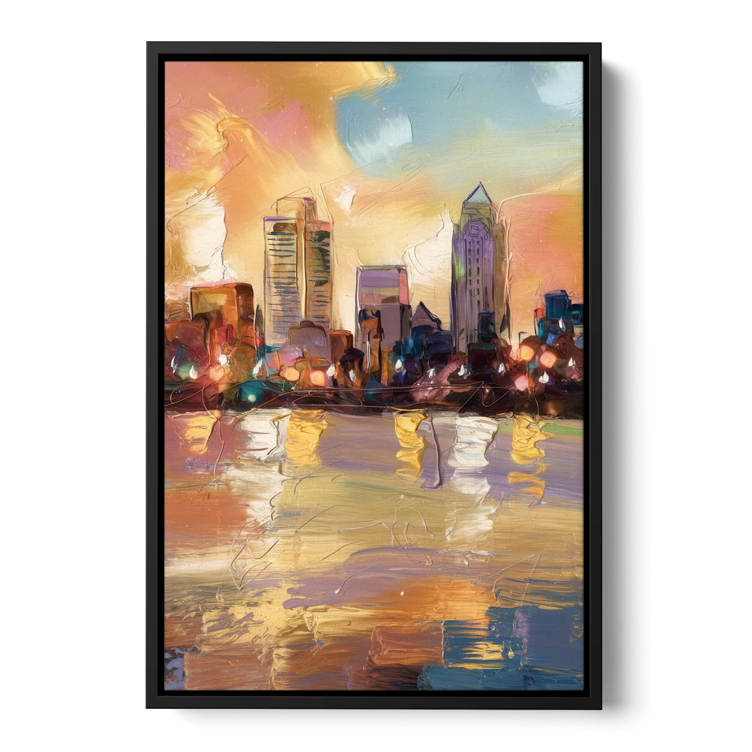 Franklin Skyline View - Black Framed Canvas Wall Art - Front