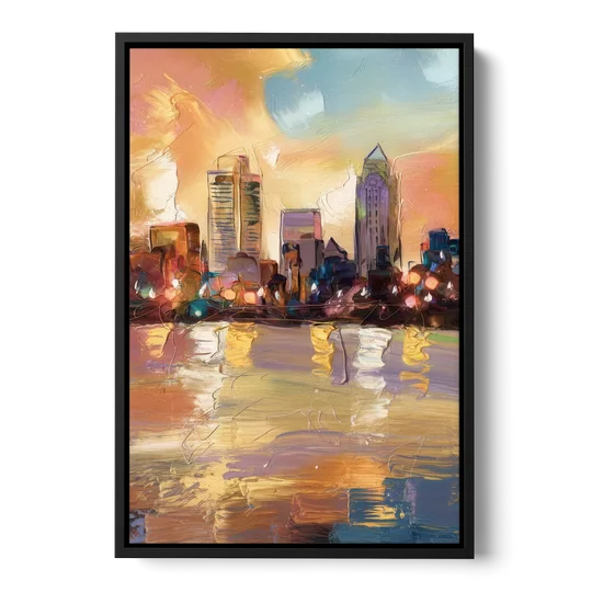 Franklin Skyline View - Black Framed Canvas Wall Art - Front