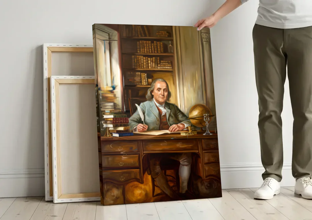 Franklin Timeless Elegance canvas wall art leaning against a wall next to blank canvases