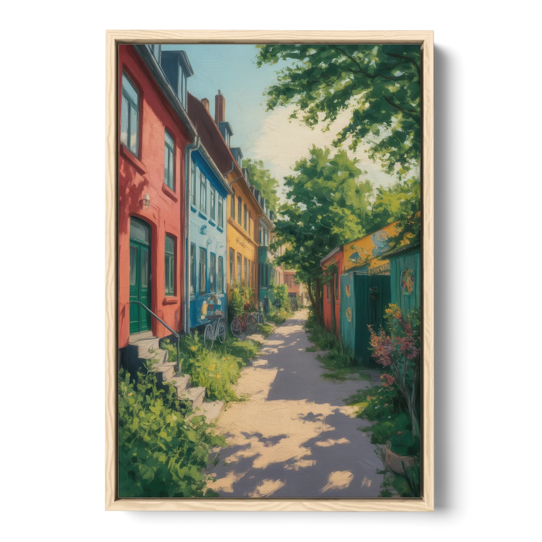 Freetown Christiania - Oak Framed Canvas Wall Art - Front