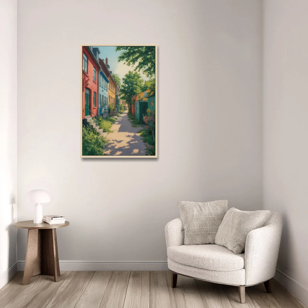 Freetown Christiania - Oak Framed Canvas Wall Art - Sofa - 24x36