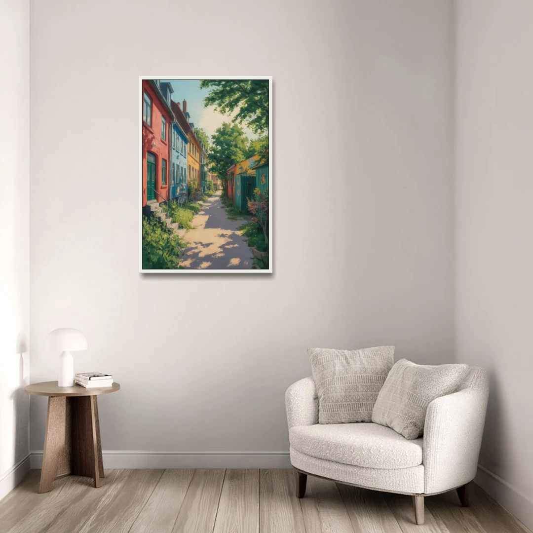 Freetown Christiania - White Framed Canvas Wall Art - Sofa - 24x36
