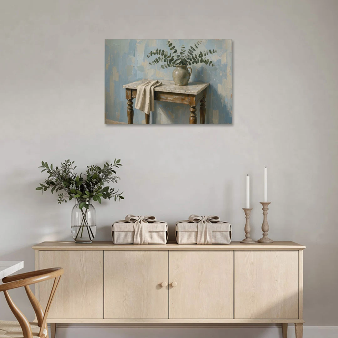 French Country Bathroom Wall Art of a Eucalyptus Washstand - Canvas Wall Art - Coffee Table - 36x24