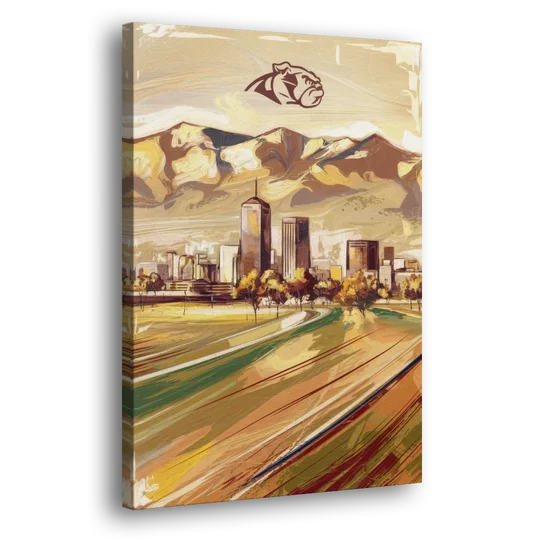 Fresno Cityscape and Team Spirit - Canvas Wall Art - Side