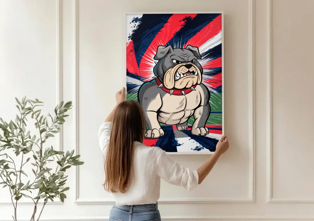 Fresno State Bulldogs Pride canvas wall art being hung on a paneled wall